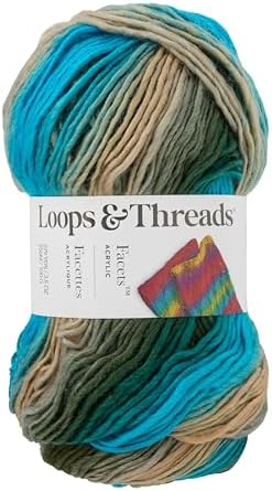 Loops & Threads Facets Yarn - Yarn for Knitting, Crochet, Weaving, and Arts & Crafts - Urban Sky, Acrylic, 3.5 oz