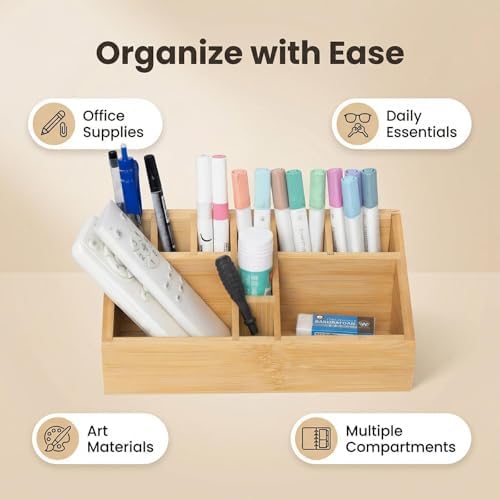 2 Pack Small Bamboo Art Supply Organizer Pen Holder