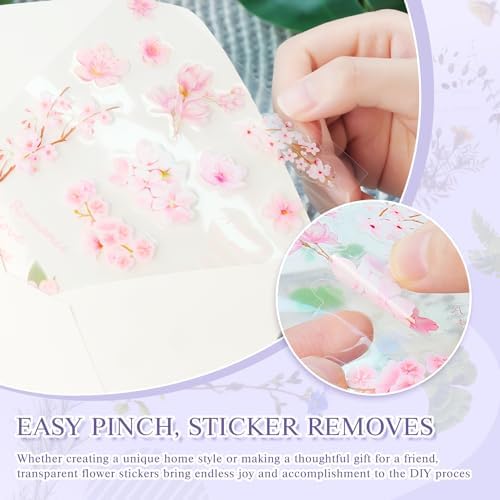160Pcs Natural Flower Stickers for Scrapbooking,Self-Adhesive Transparent Flower Stickers Scrapbook Supplies Journaling Supplies for Adult Card Making Letters DIY Water Bottle Cards Decoration