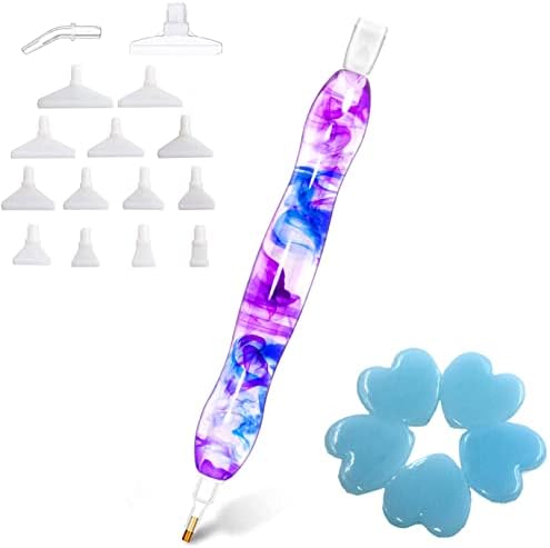 Praise V Do Diamond Art Painting Accessories Tool Kit Drill Pen, 5D Handmade Diamond Painting Drill Pen Stylus Tips Placers Heads and Glue Clays Clear Purple Blue