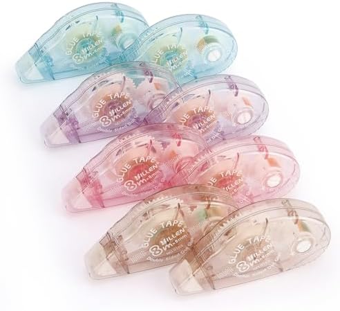 LONGKEY 8 Pack Scrapbook Tape Double Sided Tape Roller for Craft