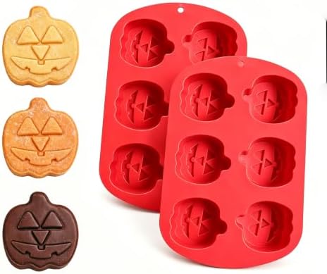 2 Pack 6-Cavity Halloween Pumpkin Silicone Molds for Chocolate Candy
