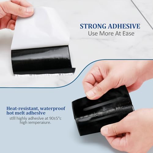 4.4" x 15 FT Heavy Duty Adhesive Hook and Loop Tape Strips - Reusable Fastener for Home, Office & Crafts (Black)