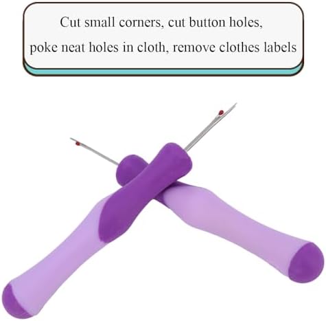 HAHIYO 5.3Inches 2PCs Purple Rubber Seam Ripper Ergonomic Grip Thread Stitch Remover Tool Sewing Stitch Cutter Thread Ripper Unpicker Sewing Accessory&Supply for Crafting Notions Quilting Sewing Hem