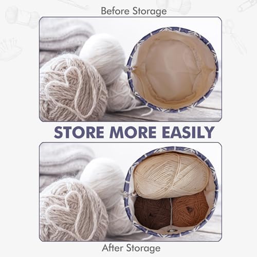 TOGETRUE Yarn Bag, Small Knitting Crochet Bag, Portable Yarn Storage Bags Organizer for Crocheting Project, Store Skein Ball, Short Knitting Needle (Purple)