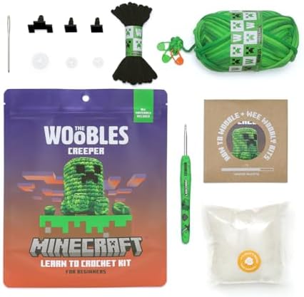 The Woobles Minecraft Crochet Kit for Beginners (Creeper)