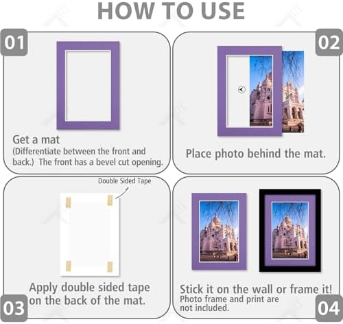 Golden State Art 50 Pack Mixed Color Picture Mats 5x7 for 4x6 Mats Only