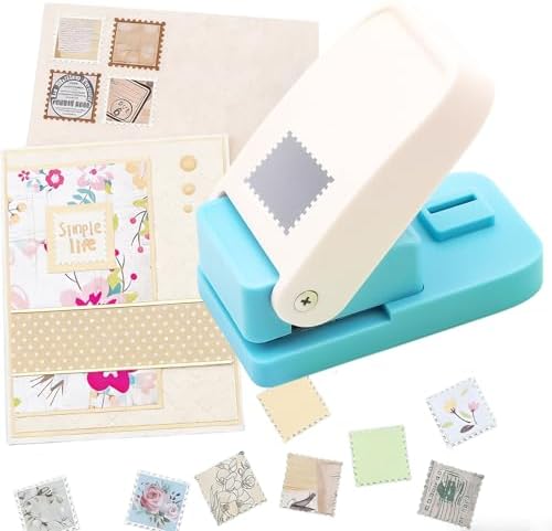CYFUN DESIGN 2 Pcs Stamp Puncher, 1x0.8inch Rectangular Stamps Punch & 1x1inch Square Stamps Cutter Hole Puncher, Junk Journal Stamp Punch, Paper Punches for Crafting DIY Scrapbooking Card Making