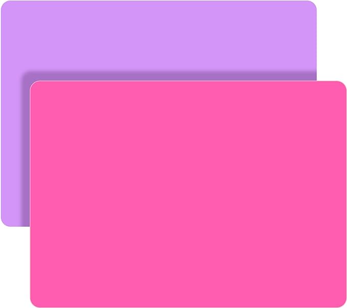 LEOBRO Silicone Mat, Silicone Mats for Crafts, 2pcs Silicone Mat for Jewelry Resin Molds, Silicone Mats for UV Resin Molds, DIY Art Crafts, Hot Pink & Light Purple, 11.69" x 8.26"