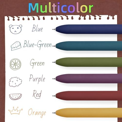 UIXJODO Colorful Pens, 6 Pcs Colored Pens Fine Point Smooth Writing Pen, 0.5mm Colored Ink Gel Pen for Journaling Note Taking Writing, Office School Supplies Gifts for Women (6 Pcs Gold Vintage)