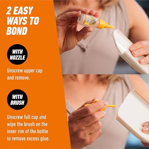 Gorilla Super Glue with Brush & Nozzle Applicator, Clear, 12 g, 2-Pack