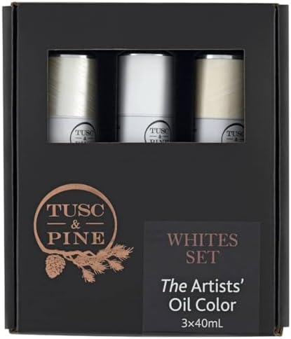 Tusc & Pine Artist Oil Paint - Whites, Set of 3 40 ml, Non-Yellowing, Rich & Creamy Consistency, Maximum Pigment Load, Small Batch Milled Oil Paints Made in the USA for Professional Artists