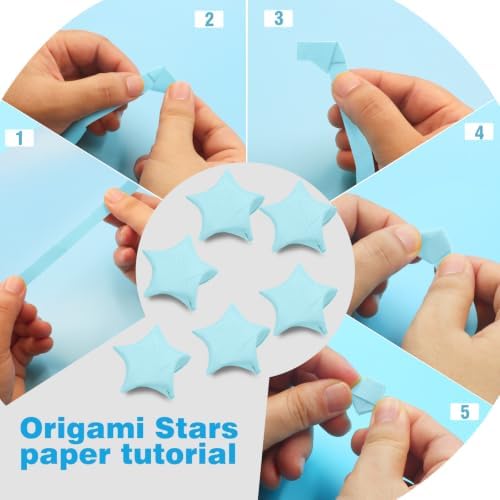FoDau770 Solid Color Star Paper Strips - 360 Sheet, Sky Blue
