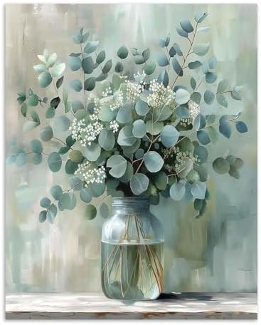 Alptiny Beautiful Eucalyptus Paint by Numbers Kit for Adults Beginner, Vase Plants Paint by Number Kits on Canvas, Flower Oil Painting Kit for Home Decor or Gift - 16x20 Inch