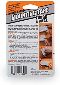 Gorilla Tough & Clear; Double Sided Mounting Tape; Weatherproof; 1" x 60"; Clear; (Pack of 4)