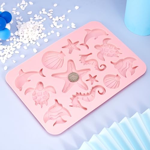 Craftdady Silicone Soap Mold 13 Cavities Ocean Nautical Animal Moulds Trays, 2 Pack for Handmade Craft Biscuit Candy Chocolate Cake UV Resin Epoxy Resin Jewelry Making