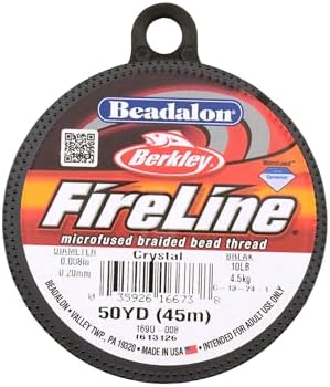 Beadalon FireLine Microfused Braided Beading Cord Thread, Crystal-10LB/50YD