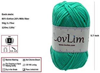 Yarn Pack, 2 skeins of 50g Each, Soft Cotton Yarn for Crochet and Knitting, Craft DK Amigurumi Yarn (Aquamarine)