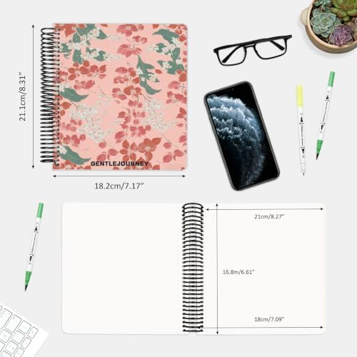 Hardcover Sketchbook,7.2"x8.3"Spiral Bound Drawing Pad,Crimson Petal