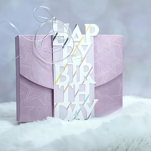 Lapoo Words Cutting Die for Scrapbooking - Durable, Cut Stencils for DIY Scrapbook Photo Album Decorative Paper Card, Card Making Supplies Party Wedding Decorations (Happy Birthday 4.9 x 2.4 in)