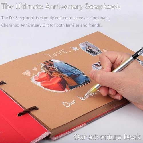 Handcrafted Adventure Book DIY Memory Scrapbook Diary | Flat-lay binding, blank pages for photos & tickets, scratch-proof cover, fits weddings, anniversaries & holiday gifts