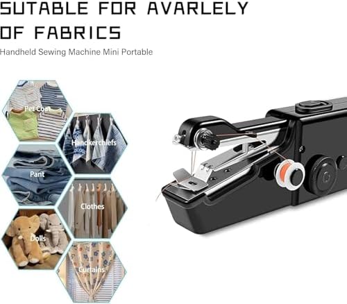 Handheld Sewing Machine,Sewing Machines for Beginners,Portable Electric Mini and Samll Hand Held Kit for Adults Included Mannual and Accessories,Sewing Hem Quick Stitching (Black-1)
