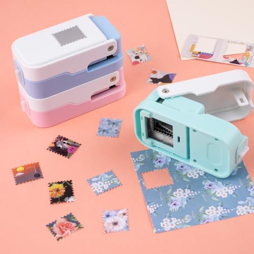 CYFUN DESIGN 3 Pcs Stamp Punch, 1x0.8 inch Postage Stamps Punch, Stamp Cutter, Stackable Design Stamps Punches, Craft Cutter Hole Puncher for Scrapbooking Journaling Card Making Junk Journal Supplies
