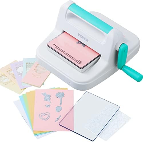VEVOR Manual Die Cutting & Embossing Machine, Scrapbooking Machine for Arts & Crafts, and Card Making, Full Kit Included, 6 inch Opening Portable White Cut Machines