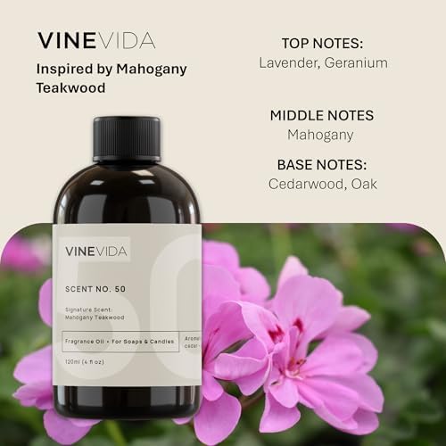 VINEVIDA [4oz] Mahogany Teakwood Fragrance Oil for Candle Making and Soap Making - Premium Candle Scents for Soy Candles (Pack of 2)