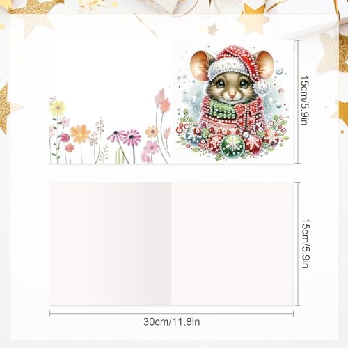 LazyFold 6 Pcs Diamond Art Painting Greeting Cards Kits, DIY Christmas Theme Handmade Festival Greeting Cards with Envelopes Diamond Art Crafts Birthday Cards Creative Gift