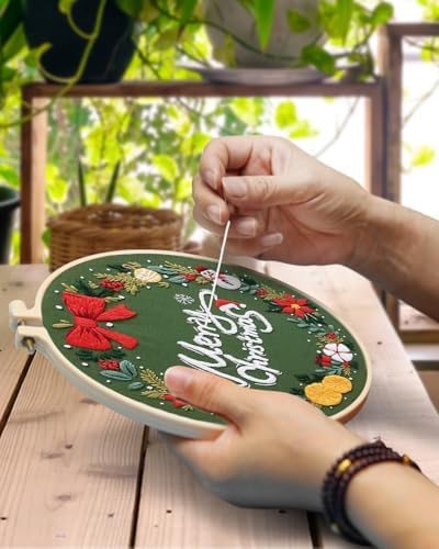 TINDTOP Christmas Embroidery Kit for Adult, Embroidery Kit for Beginners