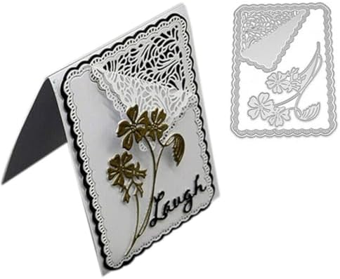 Scrapbooking Die-Cuts for Card Making, Christmas Metal Cutting Dies, Paper Craft Punch Template, Background Embossing Stencils, DIY Album Décor (Branches Lace Frame-11.4x8.1cm)