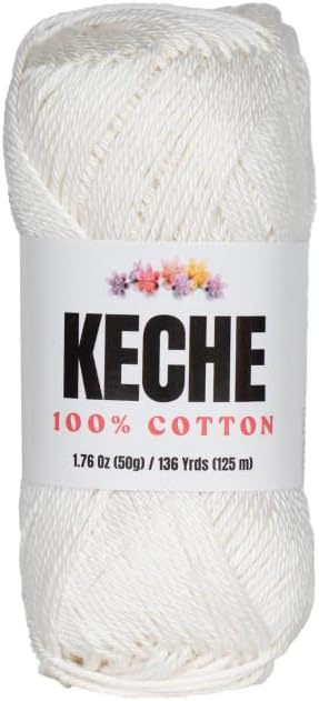 Cotton Yarn - 100% Cotton Yarn for Crocheting and Knitting, Mercerized Cotton Amigurumi Yarn Fine-Sport 2 1.76 oz (50g) / 136 Yrds (125 m) White