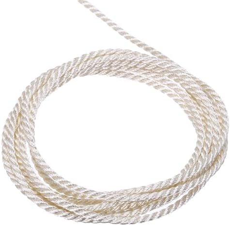 MECCANIXITY Twisted Cord Trim, 5 Yard 2mm 3-Ply Twine Braided Rope Shiny Thread String for Craft Gift Bag Curtain Christmas Decor, Cream White - 5m