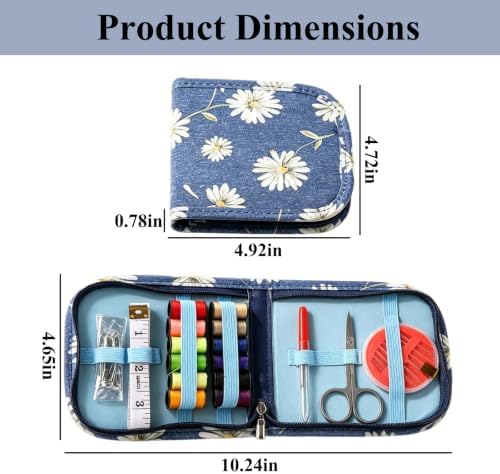 WEDKSUHP Travel Sewing Kit Mini, Basic Sewing Kit for Beginners, Portable Hand Sewing Kit with Scissors Needle and Thread Measuring Tape for Emergency Home Travel