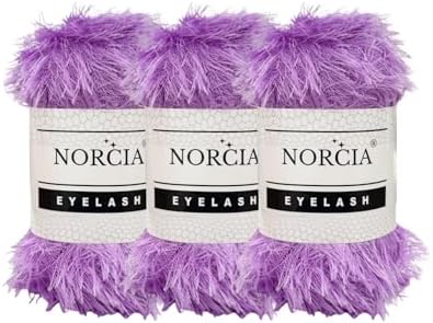 Eyelash Yarn Fun Fur Yarn(3 * 100g-3.5oz) (3 * 153yds-140mt) Fuzzy Premium Soft Crochet DIY Hand Knitting 100% Polyester