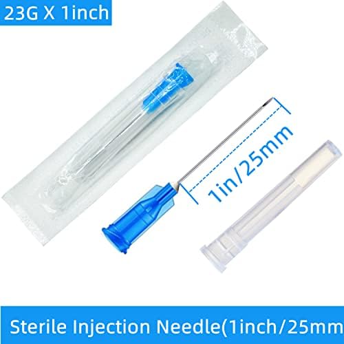 100 Pack 23Ga 1Inch Sterile Disposable Injection Needle with Cap for Scientific and Industrial Dispensing Needle Accessories