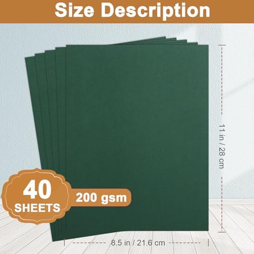 Silunkia 40 Sheets Dark Green Cardstock 8.5 x 11 Crafts Paper 75lb