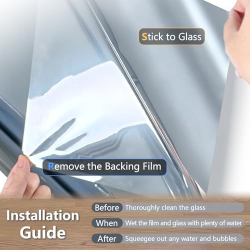 LEMON CLOUD One Way Window Film Window Tint for Home, Silver 29.5″ x 157.4″