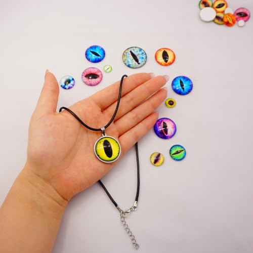 Julie Wang 100PCS 5Sizes Assortment Dragon Eyes Flatback Glass Cabochon for Jewelry Making, Sculpture, DIY Craft Art, Fantasy Model Projects (Mixed1)