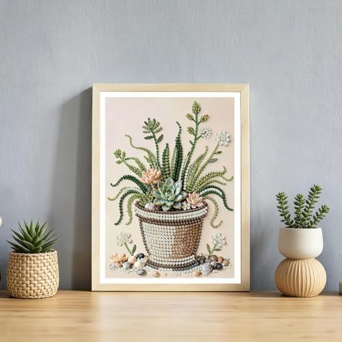 Potted Plant Pearl Painting Kits for Adults,Diamond Art Kit 12x16In