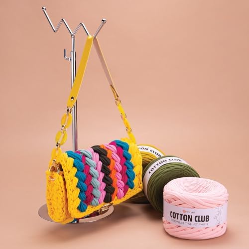 YARNART Cotton Elastic Fabric Spaghetti Premium T-Shirt Knitting Yarn for Bag Basket Cushion Crocheting Projects and Home Decor, Super Bulky (Pack of 1) (7304)