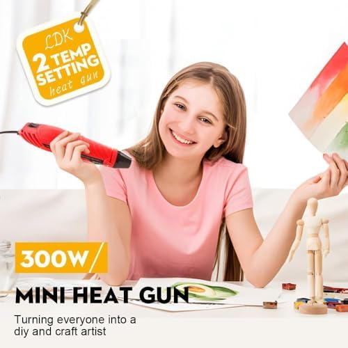 LDK Heat Gun for Crafting, Mini Dual Temp Hot Air Gun Tool | with Reflector Nozzle for Epoxy Resin, Shrink Wrapping, Vinyl Wrap, Embossing, Electronics, Candle Making, Phone Repair & DIY