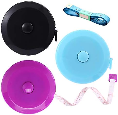 Tape Measures Retractable, Fabric Measuring Tape, 60 Inch Small Sewing Tape Measure for Craft Nursing Medical Travel(3 Pack/Black Purple Sky Blue)