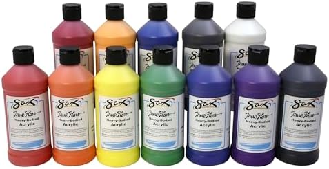Sax True Flow Heavy Body Acrylic Paint Set, Pints, Assorted Colors, Set of 12 - 439304