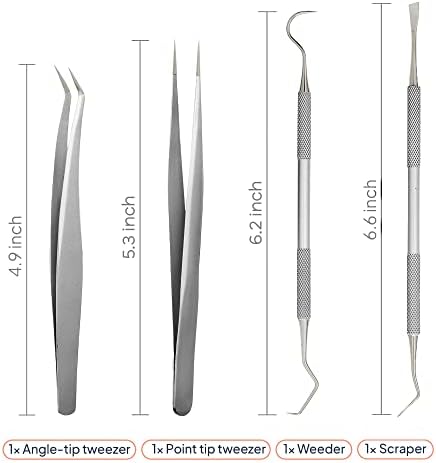 Premium Vinyl Weeding Tool Kit - Precision Stainless Steel Weeder - Hook and Pick with Fine Tweezers Crafting Set for Cricut Vinyl - by iVyne (Silver)