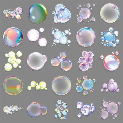 50PCS Iridescent Bubble Holographic Stickers