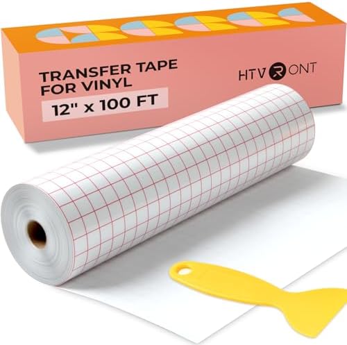 HTVRONT Transfer Tape for Vinyl, 12" x 100 FT, Red Alignment Grid