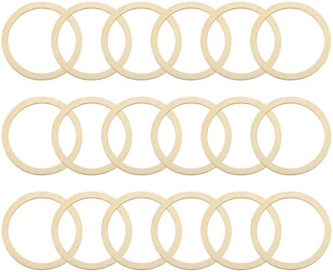 uxcell 20Pcs 60mm(2.4-inch) Natural Wood Rings, Unfinished Wooden Pieces Circle Ornaments Wreath Frame Ring for Home Decor, DIY Crafting