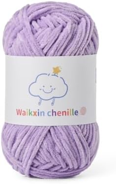 Skinny Chenille Yarn for Crocheting, 1.75 oz/ 109 yds Amigurumi Yarn&Baby Yarn for Crocheting Soft, Fluffy Fingering Weight Velvet Yarn for DIY Crafts&Baby Blankets.(Light Purple)
